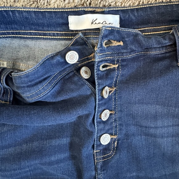 KANCAN Dark-Wash Mid-Rise Button-Fly Distressed Denim Jeans Women's 11/29 - Picture 10 of 14